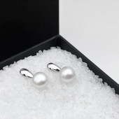 Cercei argint cu perle naturale albe si tortita DiAmanti SK22510EL_W-G
